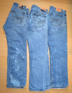 Lotto 3 jeans Levi's 505 blu denim 38 x 34 invecchiati gamba dritta linguetta rossa - Foto 1 di 14