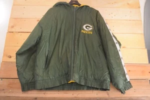 Vintage Packers Game Day Jacket XL Green Hooded NFL Windbreaker Korea - Picture 1 of 7
