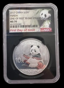 2017 CHINA SILVER PANDA NGC MS-70 ONE OF FIRST 30,000 STRUCK, FREE SHIPPING - Picture 1 of 2