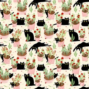 Feline Drive Stoff SWEET PURRENNIALS Amewsing Katzen - Fat Quarter (18"x22") FQ - Bild 1 von 7