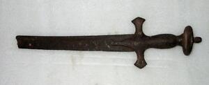 1850's Antique Old Iron Hand Carved Indian Goddess Kali Mata Holy Worship Sword