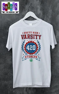 Camiseta 420 Ghett High Varsity Divertida Parodia, Camiseta Unisex con Hoja de Marihuana Pot - Imagen 1 de 9
