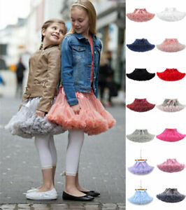 UK Girls Kids Tutu Skirt Dance Puffy Petticoat Party Dress Ballet Fluffy Layer