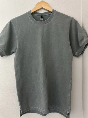 Camiseta unissex vintage American Apparel tingida de terry francês verde desbotado P, clássica - Imagem 1 de 4