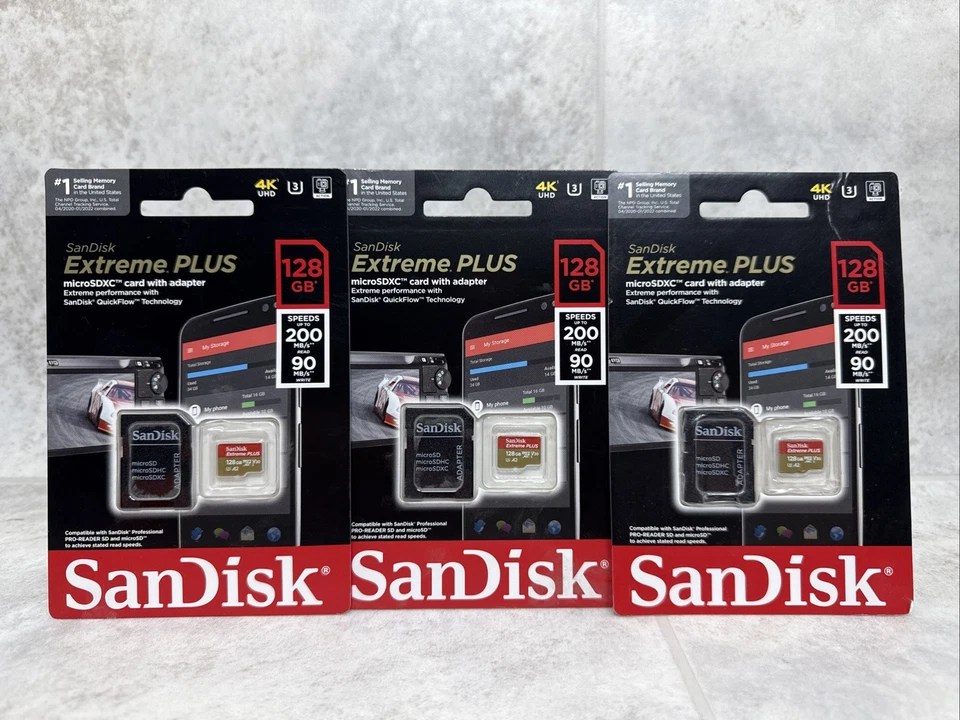 - SanDisk Extreme Plus MicroSDXC Cards w/Adaptor 128GB -