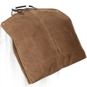 Polare 43” Waxed Canvas Full Grain Leather Trim Garment Bag for Travel, Large... - Picture 1 of 7