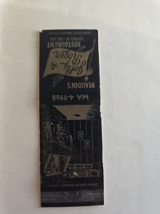 Vintage Streichholzschachtelhülle Beaudins Jolly Roger Restaurant Ocean Ave Kalifornien - Bild 1 von 4