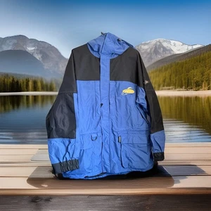 Stearns DryWear Blue Black Hooded Outdoor Jacket Men’s L Waterproof Fishing Coat - Picture 1 of 11