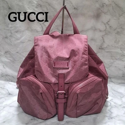 GUCCI Mochila Cuero Rosa Nylon Mujer De Japón Foto 1 de 4