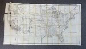 Mapa plegado de Estados Unidos y territorios de la Oficina General de Tierras de 1866, Josiah Wilson - Imagen 1 de 4