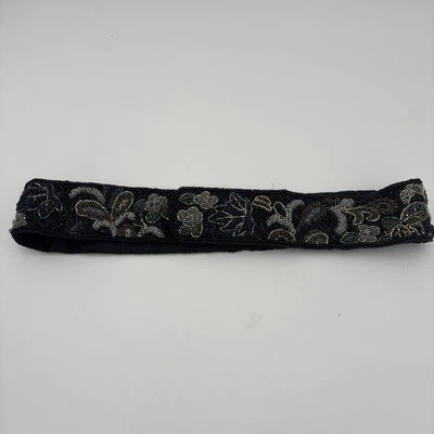 Cinturón negro con cuentas de tela Talbots vintage para mujer talla L (35”) Foto 1 de 4