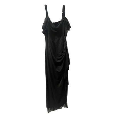 00382 - Alex Evenings Blk Cold Shoulder Glitter Evening Gown SZ 18 Formal Dress - Image 1 of 4