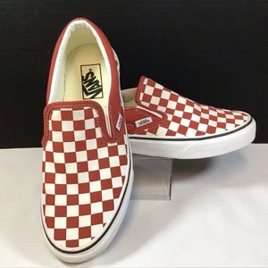 Zapatos sin cordones VANS rojos y blancos a cuadros unisex para hombre 8 mujeres 9,5 EUR 40,5 - Imagen 1 de 8