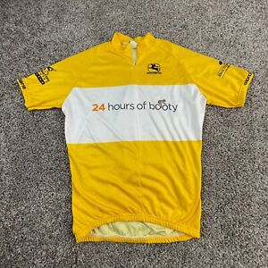 Giordana Shirt Mens Medium Yellow White Cycling Zip Short Sleeve Adult