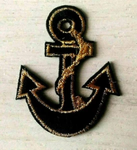 Patch Aufnäher Anker Marine schwarz gold Boot Thermoaufkleber 4,5 x 5,5 cm - Bild 1 von 1