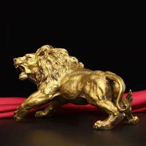 14 Zoll Messing Haus Feng Shui Segen Glück glückverheißendes Tier Löwe Statue - Bild 1 von 9