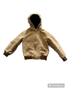 Carhartt Distressed Youth Jacket Hooded Coat Lined Winter Outdoors Kids Sz M 8 - Picture 1 of 7