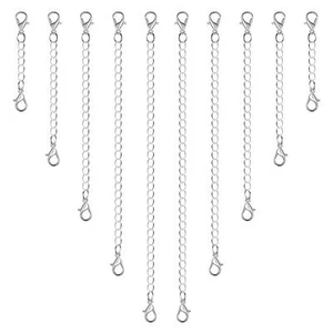 10 Pcs Necklace Extenders Chain with Double Lobster Clasp for Bracelet Anklet - Picture 1 of 7