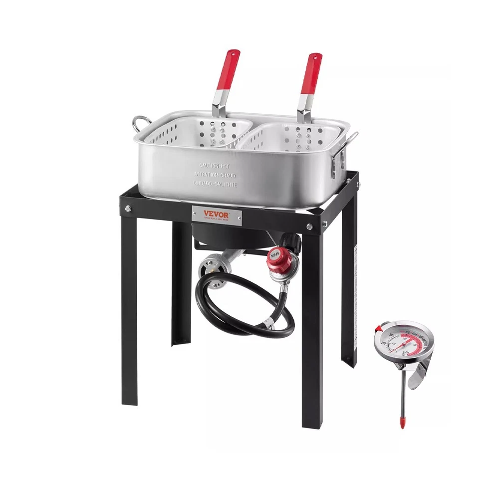 18 夸脱铝制户外丙烷深炸锅套件鱼翼炸锅带2个篮子 — 第 1/4 张图片