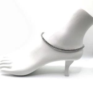 Women's 3mm Cubic Zirconia Tennis Chain Anklet Ankle Bracelet White Gold Plated - Bild 1 von 7