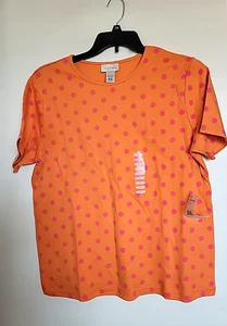 Studio Works Orange Polka Dot Knit Top Shirt Blouse Womens Size L NEW - Picture 1 of 3