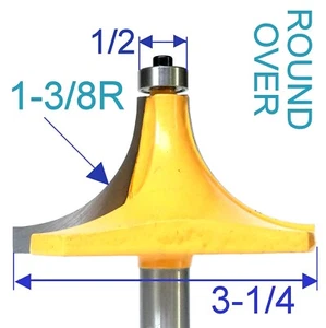 1pc 1/2" Shank 1-3/8" Radius Round Over Router Bit - Picture 1 of 12
