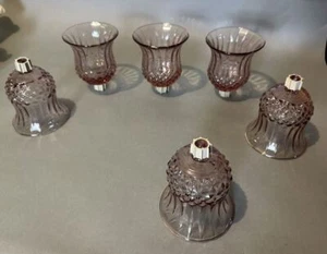 Set of 6 Vintage Amethyst Pressed Glass Candle Holder Cups - Picture 1 of 8
