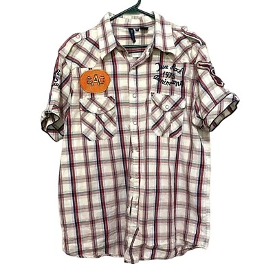 True Rock Plaid Pearl Snap Shirt Mens XL Western Rockabilly Rodeo Country - Image 1 of 4