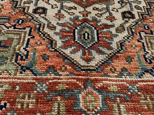 4x6 NEW WOOL HERIZ RUG HANDMADE oriental rust blue handwoven oushak hand-knotted - Picture 1 of 14