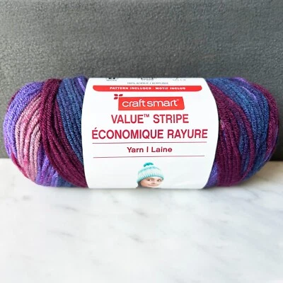CRAFTSMART Craft Smart Value Stripe Acrylic Ombre Yarn - 1 Skein Color Merlot #VM123