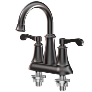4" Centerset 2-Hole Double Handle Bathroom Sink Faucet Stainless Spout & Pop-Up - Bild 1 von 9