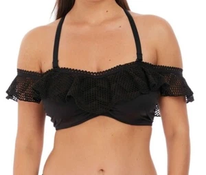 Fantasie Marseille Bikini Oberteil 36E Schwarz Rüschen Bügel Multiway Bardot 6682 - Bild 1 von 12