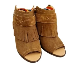 Dingo Mules Open Toe Heels Whisky Brown Suede Leather Slip On Shoes Size 7 NWOT - Picture 1 of 5