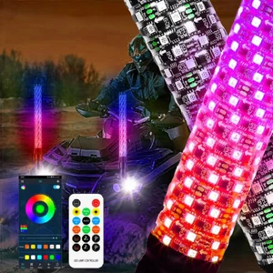Pair 2FT Spiral LED Fat Whip Light Antenna RGB Chasing For Can-am X3 RZR UTV ATV - Picture 1 of 24