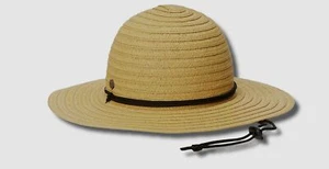 $50 Coal Men's Beige Summer Beach Flat Brim Straw Sun Hat Cap Size S - Picture 1 of 2