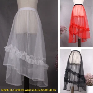 Mujeres Volantes Encaje Malla Falda Tul Midi Línea A Transparente Voile Cintura Elástica - Imagen 1 de 11