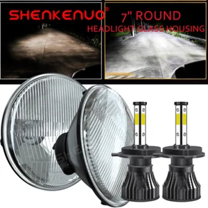 For Plymouth Barracuda Cuda Duster 340 7" LED Round Headlight Hi/Lo Beam H4 9003 - Picture 1 of 20