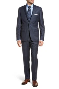 NORDSTROM MEN'S SHOP Trim Fit Sharkskin Wool Blue Suit L110912 Size 38/32 S - Picture 1 of 1