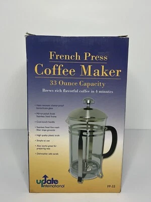 ACTUALIZACIÓN CAFETERA PRENSA FRANCESA INTERNACIONAL ACERO INOXIDABLE 33 OZ FP-33 NUEVA EN CAJA Foto 1 de 2