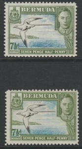 Bermuda MINT GVI 1938-52 7½d bright green & yellow-green sg114 & sg114a - Picture 1 of 2