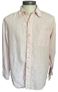 Camicia relax Tommy Bahama da uomo grande bottoni lt rosa 100% lino manica lunga - Foto 1 di 4