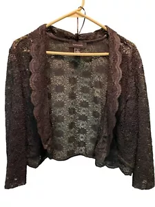 R&M Richards Womens Lace Bolero Jacket Shrug XL Black 3/4 Sleeve NWOT - Picture 1 of 6