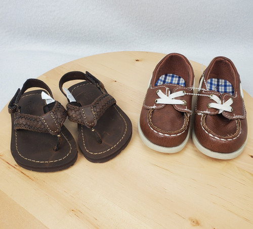 TKEES Mocassini Carter's bambino Gap infradito bambino 6 scarpe da barca marrone cinturino sandalo 2Pr