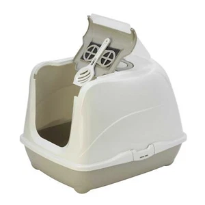Flip Top Cat Litter Box Kitty Tray Enclosed Hooded w/ Odor Control Jumbo Grey - Picture 1 of 9