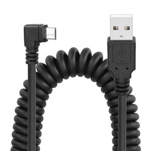 Charging Cable Coiled , USB 2.0 to Micro USB 90 Degree, Data Sync Phone, Tablet - Picture 1 of 6