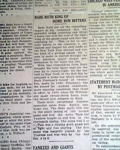 White Sox win 1919 Pennant Black Sox Series Set - Babe Ruth sets Home Run Record Cover