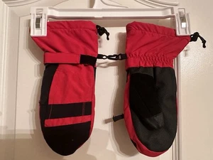 Lands End kids size Medium Red & Black Mittens Pocket Water/Wind Proof - Picture 1 of 5