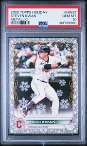 2022 Topps Holiday Metallic #HW21 Steven Kwan Rookie PSA 10 - Picture 1 of 2