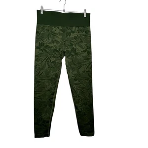 AnyBody Leggings 2X Verde Floral Tiro Alto Elastizado Tejido Activo Yoga Pantalones - Imagen 1 de 8