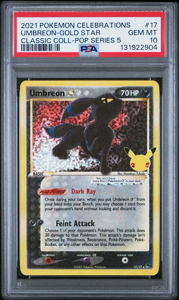 2021 POKEMON CELEBRATIONS CLASSIC COLL #17 UMBREON-GOLD STAR PSA 10 - Image 1 of 3